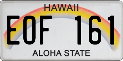 HI license plate EOF161