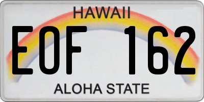 HI license plate EOF162
