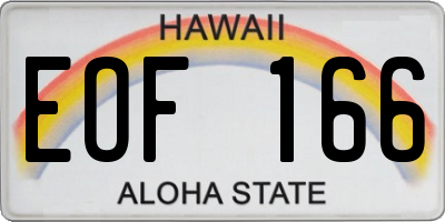 HI license plate EOF166