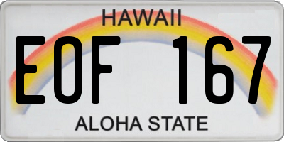 HI license plate EOF167
