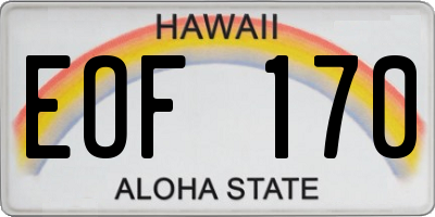 HI license plate EOF170