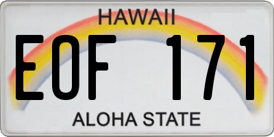 HI license plate EOF171