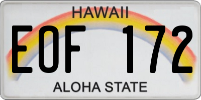HI license plate EOF172