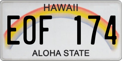 HI license plate EOF174