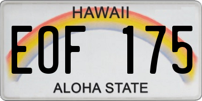 HI license plate EOF175