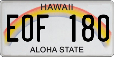 HI license plate EOF180
