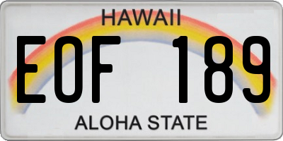 HI license plate EOF189