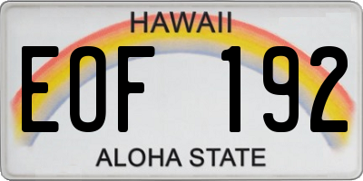 HI license plate EOF192