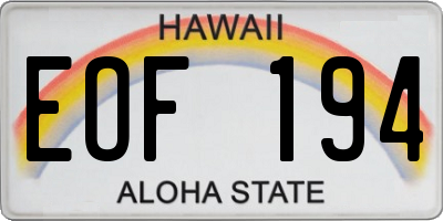 HI license plate EOF194