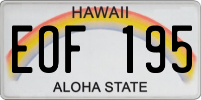HI license plate EOF195