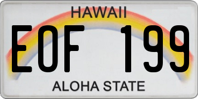 HI license plate EOF199