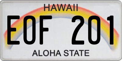 HI license plate EOF201