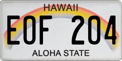 HI license plate EOF204