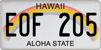 HI license plate EOF205