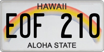 HI license plate EOF210