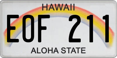 HI license plate EOF211