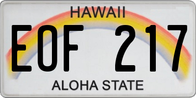 HI license plate EOF217