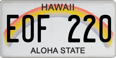 HI license plate EOF220
