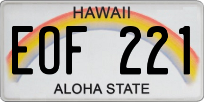 HI license plate EOF221