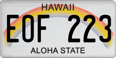 HI license plate EOF223