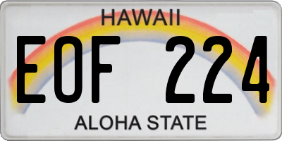 HI license plate EOF224