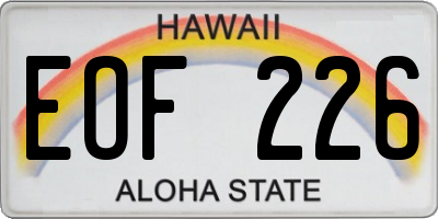 HI license plate EOF226