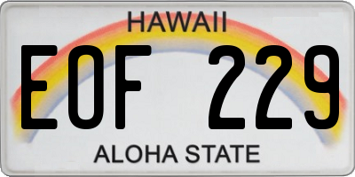 HI license plate EOF229