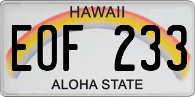HI license plate EOF233