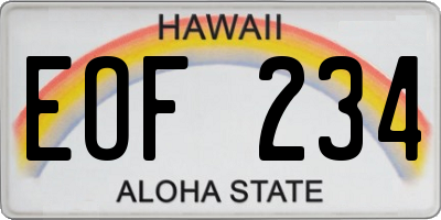HI license plate EOF234