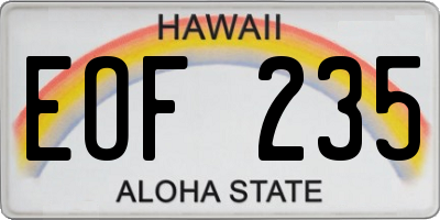 HI license plate EOF235