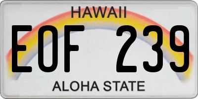 HI license plate EOF239