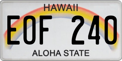 HI license plate EOF240