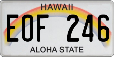 HI license plate EOF246
