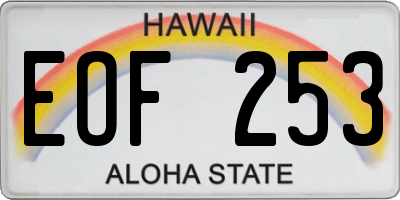 HI license plate EOF253