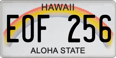 HI license plate EOF256