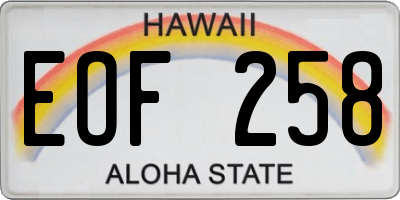 HI license plate EOF258