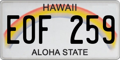 HI license plate EOF259
