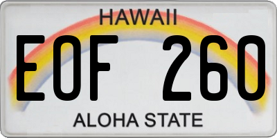 HI license plate EOF260