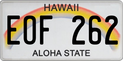 HI license plate EOF262