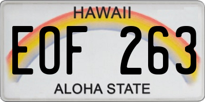 HI license plate EOF263