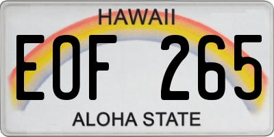 HI license plate EOF265