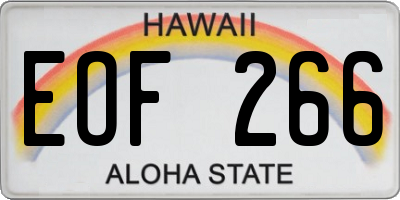 HI license plate EOF266