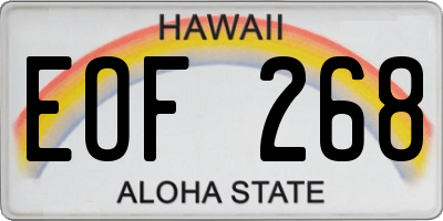 HI license plate EOF268