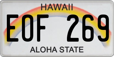 HI license plate EOF269