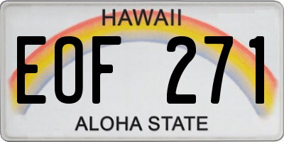 HI license plate EOF271