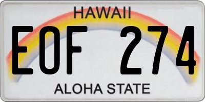 HI license plate EOF274