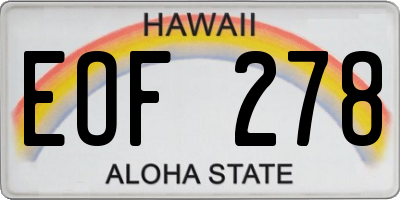 HI license plate EOF278