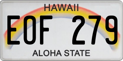 HI license plate EOF279