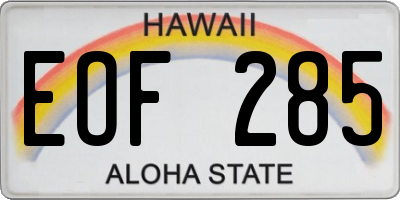 HI license plate EOF285