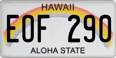 HI license plate EOF290